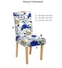 White & Blue Printed Polyester 15x19 Inches Stretchable Chair Cover