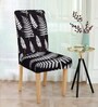 Black Leaf Printed Polyester 15x19 Inch Stretchable Chair Cover