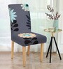 Grey Florals Polyester 15x19 Inches Stretchable Chair Cover