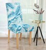 Blue Printed Polyester 15 x 19 Inches Stretchable Chair Cover
