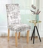 White Printed Polyester 15x19 Inch Stretchable Chair Cover
