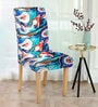 Blue Abstract Polyester 15 x 19 Inches Stretchable Chair Cover