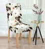 Brown Floral Polyester 15x19 Inches Stretchable Chair Cover