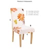 White Floral Polyester 15x19 Inches Stretchable Chair Cover
