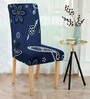 Blue Florals Polyester 15x19 Inches Stretchable Chair Cover