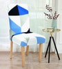 Blue Geometric Polyester 15x19 Inches Stretchable Chair Cover