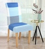 Blue Checkered Polyester 15x19 Inches Stretchable Chair Cover