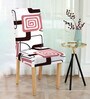 White Printed Polyester 15x19 Inches Stretchable Chair Cover