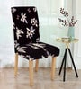 Black Printed Polyester 15 x 19 Inches Stretchable Chair Cover