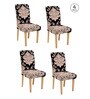Black Printed Polyester 15x19 Inches Stretchable Chair Covers (Set of 4)