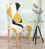 Yellow Printed Polyester 15 x 19 Inches Stretchable Chair Covers (Set of 4)