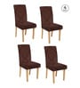 Brown Traditional Polyester 15x19 Inches Stretchable Chair Covers (Set of 4)