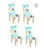 Blue Geometric Polyester 15x19 Inches Stretchable Chair Covers (Set of 4)