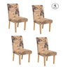 Beige Abstract Polyester 15x19 Inches Stretchable Chair Covers (Set of 4)