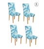 Blue Printed Polyester 15x19 Inches Stretchable Chair Covers (Set of 4)