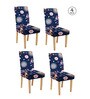 Blue Traditional Polyester 15x19 Inches Stretchable Chair Covers (Pack of 4)
