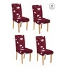 Maroon Florals Polyester 15x19 Inches Stretchable Chair Covers (Set of 4)