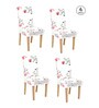 White Floral Polyester 15x19 Inches Stretchable Chair Covers (Set of 4)