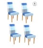 Blue Checkered Polyester 15x19 Inches Stretchable Chair Covers (Set of 4)