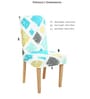 Blue Geometric Polyester 15x19 Inches Stretchable Chair Covers (Set of 4)