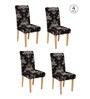 Black Traditional Polyester 15x19 Inches Stretchable Chair Covers (Set of 4)