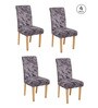 Grey Abstract Polyester 15x19 Inches Stretchable Chair Covers (Pack of 4)