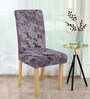 Grey Abstract Polyester 15x19 Inches Stretchable Chair Covers (Pack of 4)