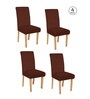 Brown Printed Polyester 15x19 Inches Stretchable Chair Covers (Pack of 4)