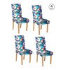 Blue Printed Polyester 15x19 Inches Stretchable Chair Covers (Pack of 4)