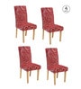 Red Printed Polyester 15x19 Inches Stretchable Chair Covers (Set of 4)