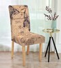 Beige Abstract Polyester 15x19 Inches Stretchable Chair Covers (Set of 4)