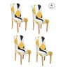 Yellow Printed Polyester 15 x 19 Inches Stretchable Chair Covers (Set of 4)