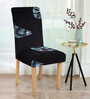 Black Printed Polyester 15x19 Inch Stretchable Chair Covers (Set of 4)