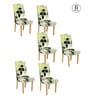 Green Leaf Printed Polyester 15x19 Inches Stretchable Chair Covers (Set of 6)