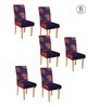 Purple Printed Polyester 15x19 Inch Stretchable Chair Covers (Set of 6)