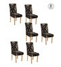 Black Traditional Polyester 15x19 Inch Stretchable Chair Covers (Set of 6)