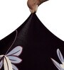 Black Floral Polyester 15x19 Inches Stretchable Chair Covers (Set of 6)