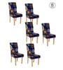 Blue Traditional Polyester 15x19 Inches Stretchable Chair Covers (Set of 6)