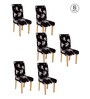 Black Floral Polyester 15x19 Inches Stretchable Chair Covers (Set of 6)