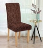 Brown Geometric Polyester 15x19 Inches Stretchable Chair Covers (Set of 6)