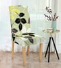Green Leaf Printed Polyester 15x19 Inches Stretchable Chair Covers (Set of 6)