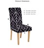 Black Abstract Polyester 15x19 Inches Stretchable Chair Covers (Pack of 6)