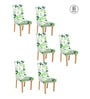 Green Printed Polyester 15x19 Inches Stretchable Chair Covers (Set of 6)