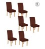 Brown Printed Polyester 19x15 Inches Stretchable Chair Covers (Set of 6)