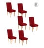 Maroon Printed Polyester 15x19 Inch Stretchable Chair Covers (Pack of 6)