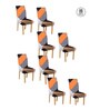 Orange Printed Polyester 15x19 Inches Stretchable Chair Covers (Pack of 8)