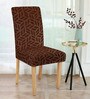 Brown Geometric Polyester 15x19 Inches Stretchable Chair Covers (Pack of 8)