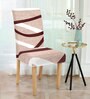 Beige Abstract Polyester 15 x 19 Inches Stretchable Chair Covers (Set of 8)