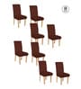 Brown Striped Polyester 15x19 Inches Stretchable Chair Covers (Set of 8)