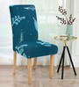 Blue Floral Polyester 15x19 Inch Stretchable Chair Covers (Set of 8)